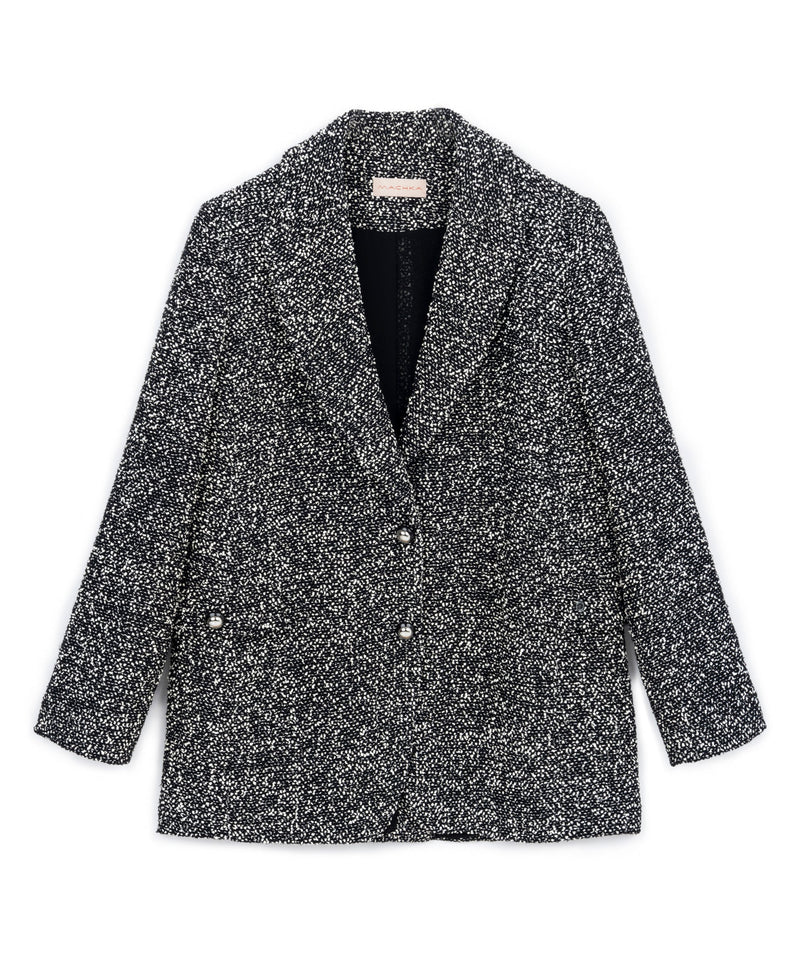 Machka Mono Collar Tweed Blazer Black