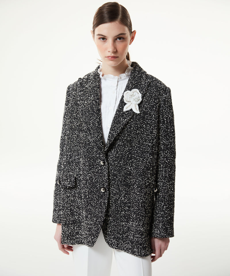 Machka Mono Collar Tweed Blazer Black