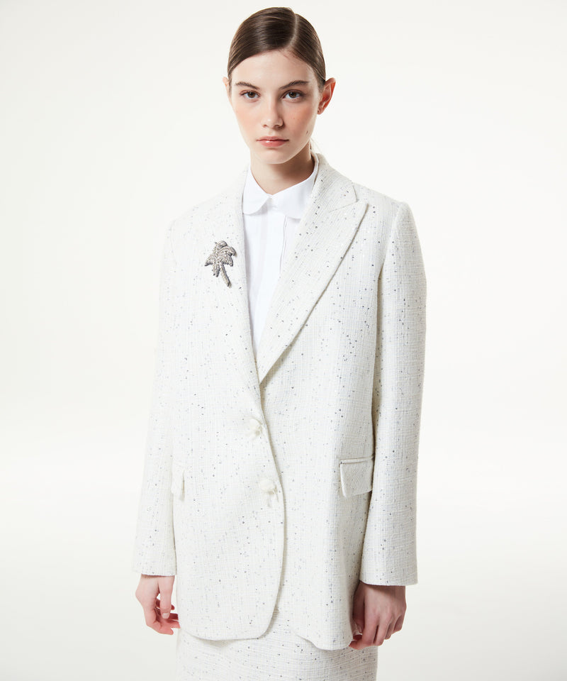 Machka Sequined Tweed Blazer Off White