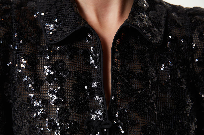 Machka Sequin Embroidered Blouse Black