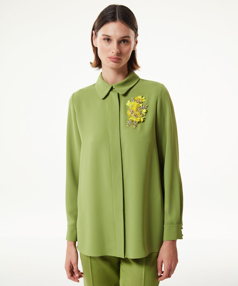 Machka Floral Module Embroidered Shirt Light Green