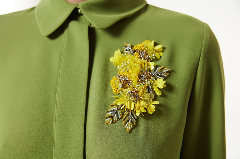 Machka Floral Module Embroidered Shirt Light Green