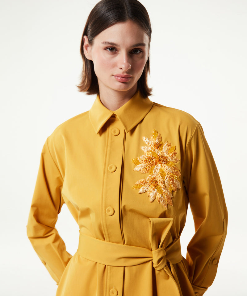 Machka Embroidered Shirt Collar Blouse Yellow