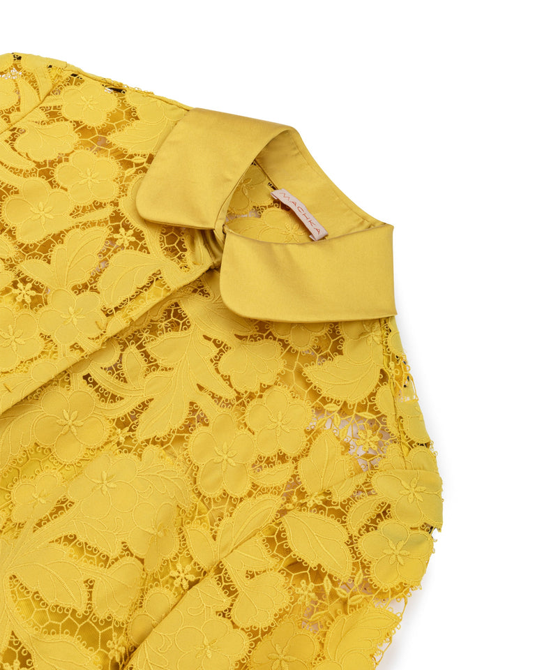 Machka Embroidered Satin Duchess Mix Shirt Yellow