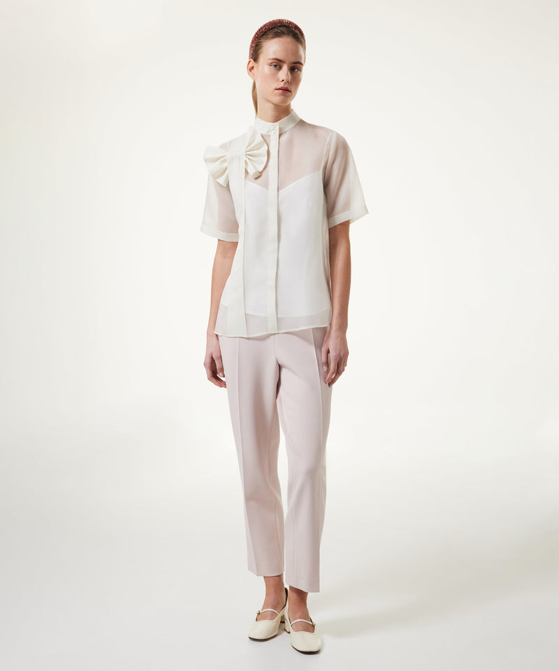 Machka Silk Shirt With Ribbon Off White