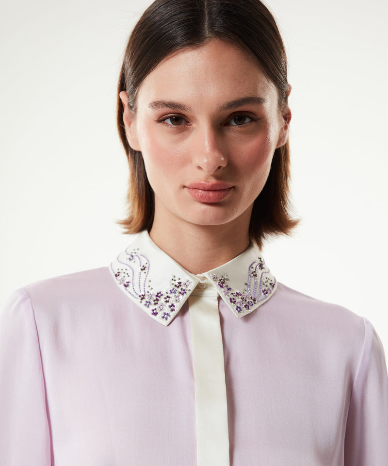 Machka Embroidered Colorblock Shirt Lilac