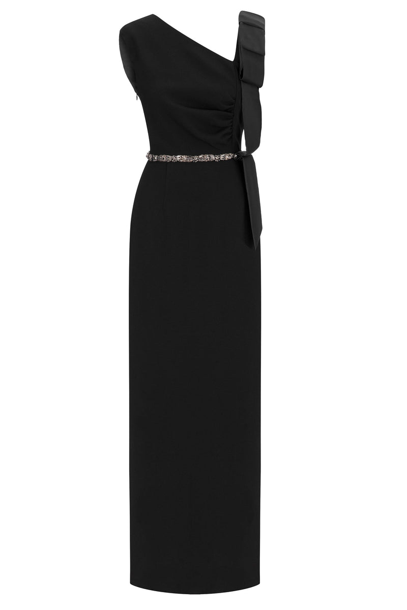 Machka Embellished Detail Long Dress Black