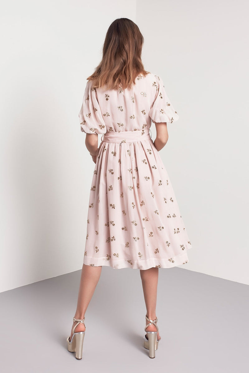 Machka Embellished Detail Belted Dress Pink