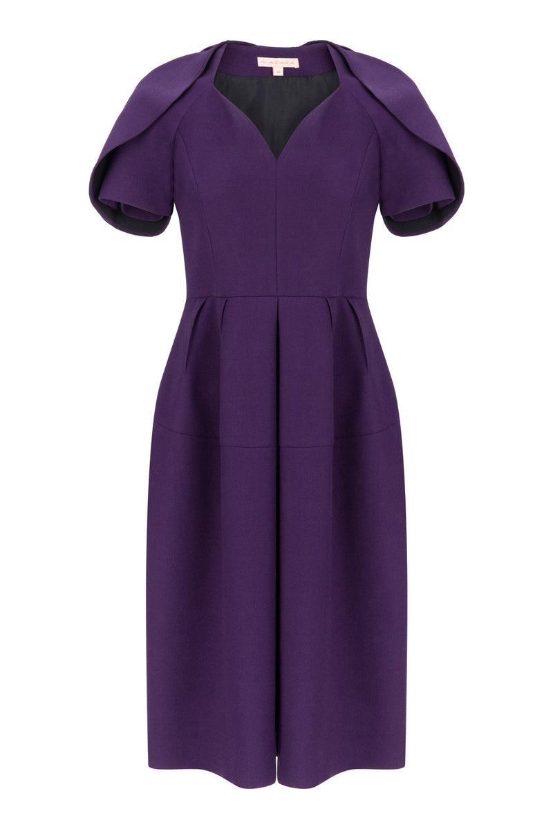 Machka Cape Detail Sheath Dress Dark Purple