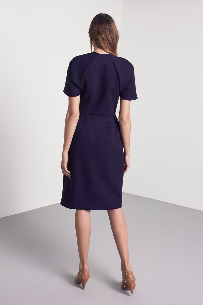 Machka Cape Detail Sheath Dress Dark Purple