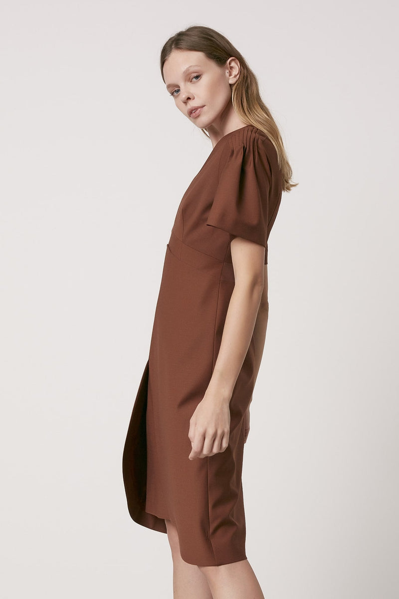 Machka Overlap Detail Sheath Dress Brick