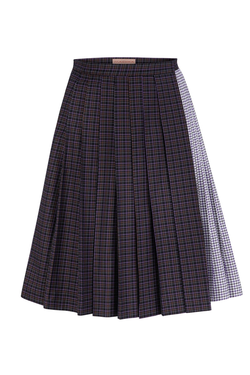 Machka Checkered Pleated Skirt Multi Color