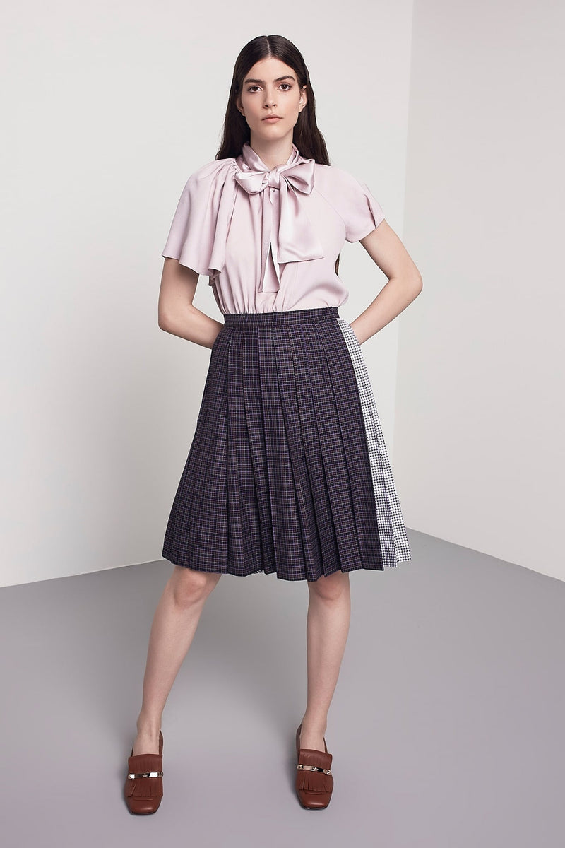 Machka Checkered Pleated Skirt Multi Color