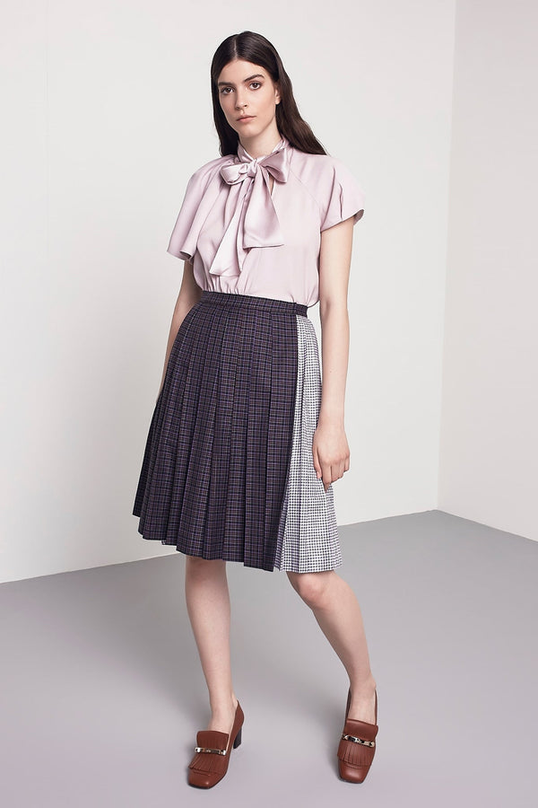 Machka Checkered Pleated Skirt Multi Color