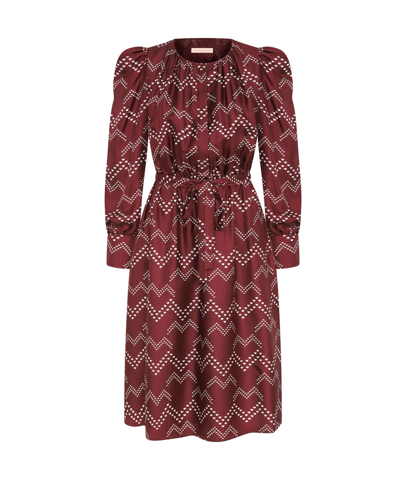 Machka Printed Belted Dress Bordeaux