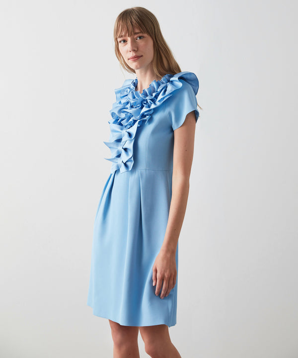 Machka Ruffle With Bow Detail Dress Blue