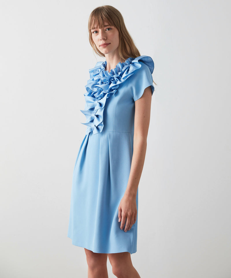 Machka Ruffle With Bow Detail Dress Blue