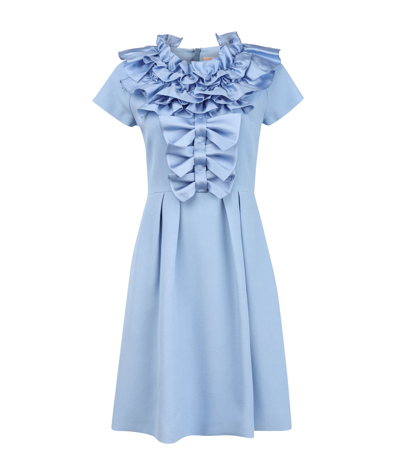 Machka Ruffle With Bow Detail Dress Blue