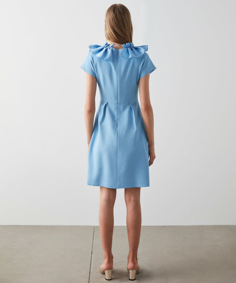 Machka Ruffle With Bow Detail Dress Blue