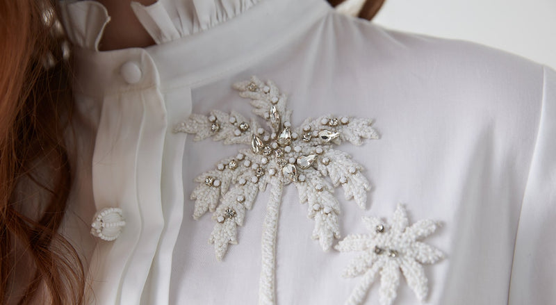 Machka Coconut Tree-Embellished Dress White