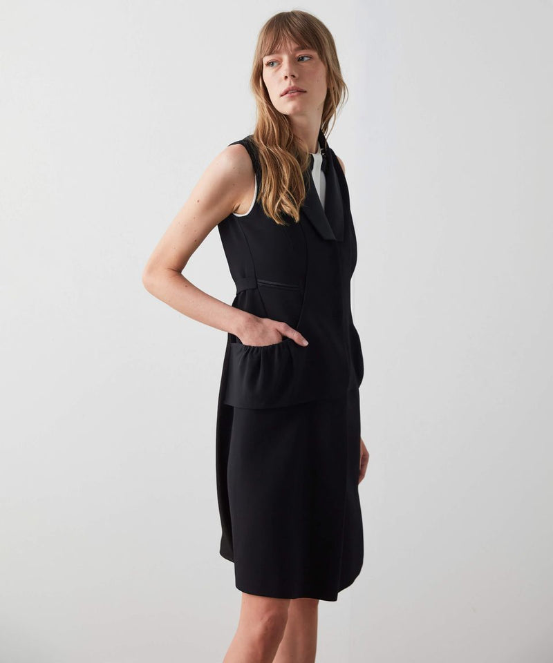 Machka Satin Garnish Vest Dress Black