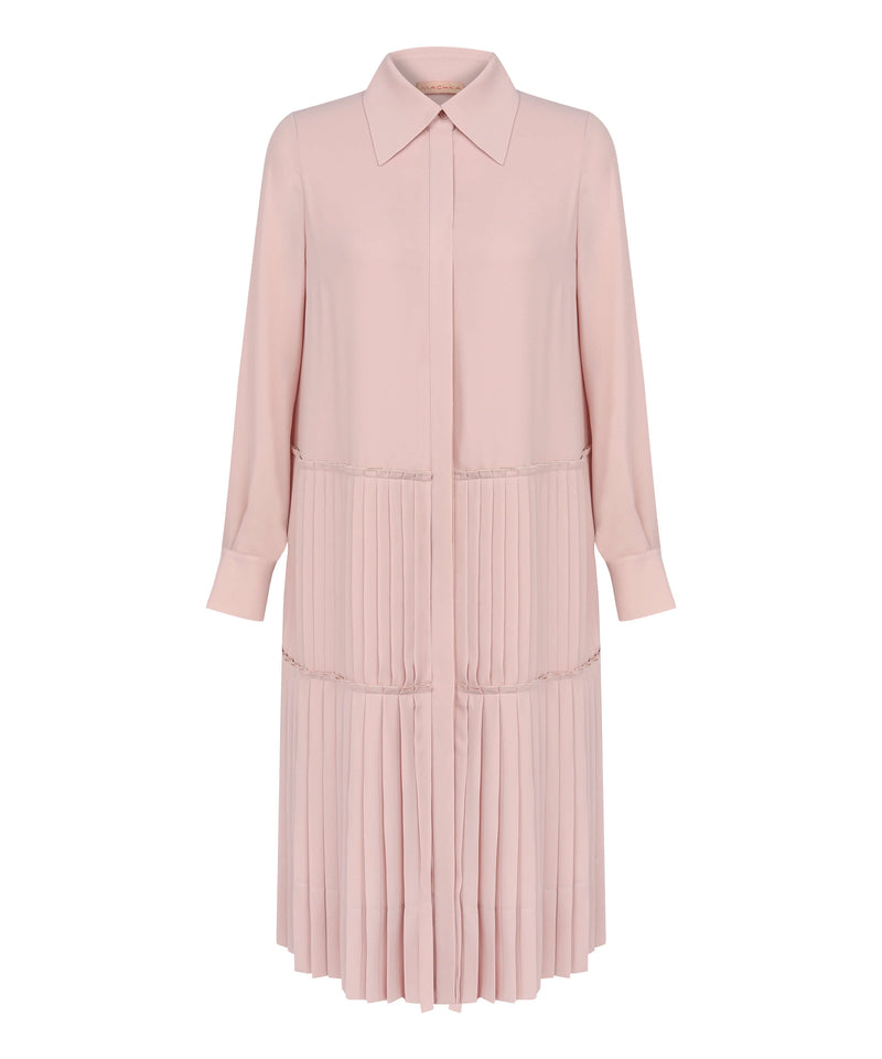 Machka Pleated Detail Shirt Dress Powder