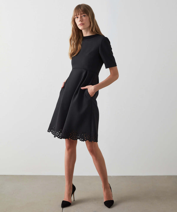 Machka Embroidery Detailed Flannel Dress Black