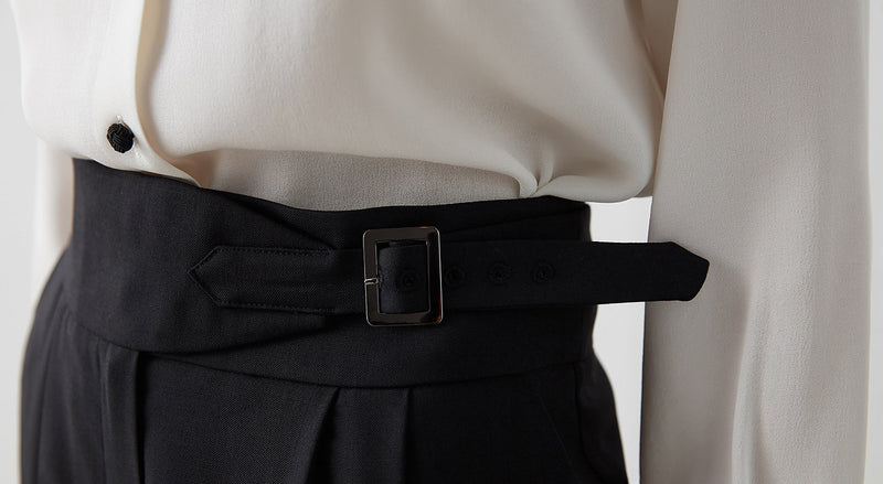 Machka Wool Belt Detail Trouser Black