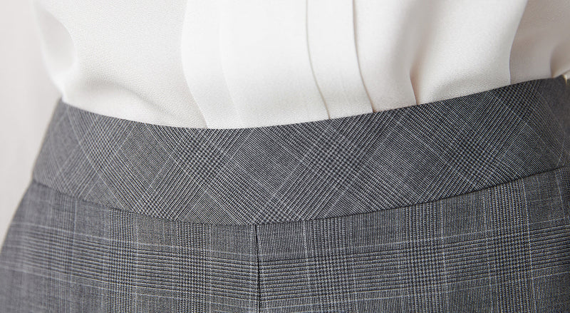 Machka Plaid Pattern Palazzo Trouser Grey