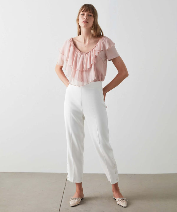 Machka Button Detail Trouser Off White