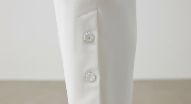 Machka Button Detail Trouser Off White