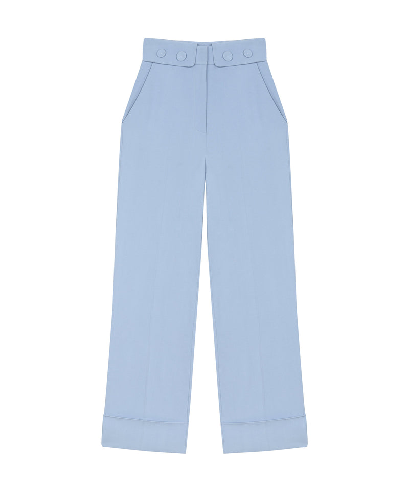 Machka Button Detail Palazzo Trouser Ice Blue