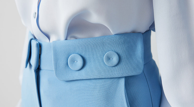 Machka Button Detail Palazzo Trouser Ice Blue