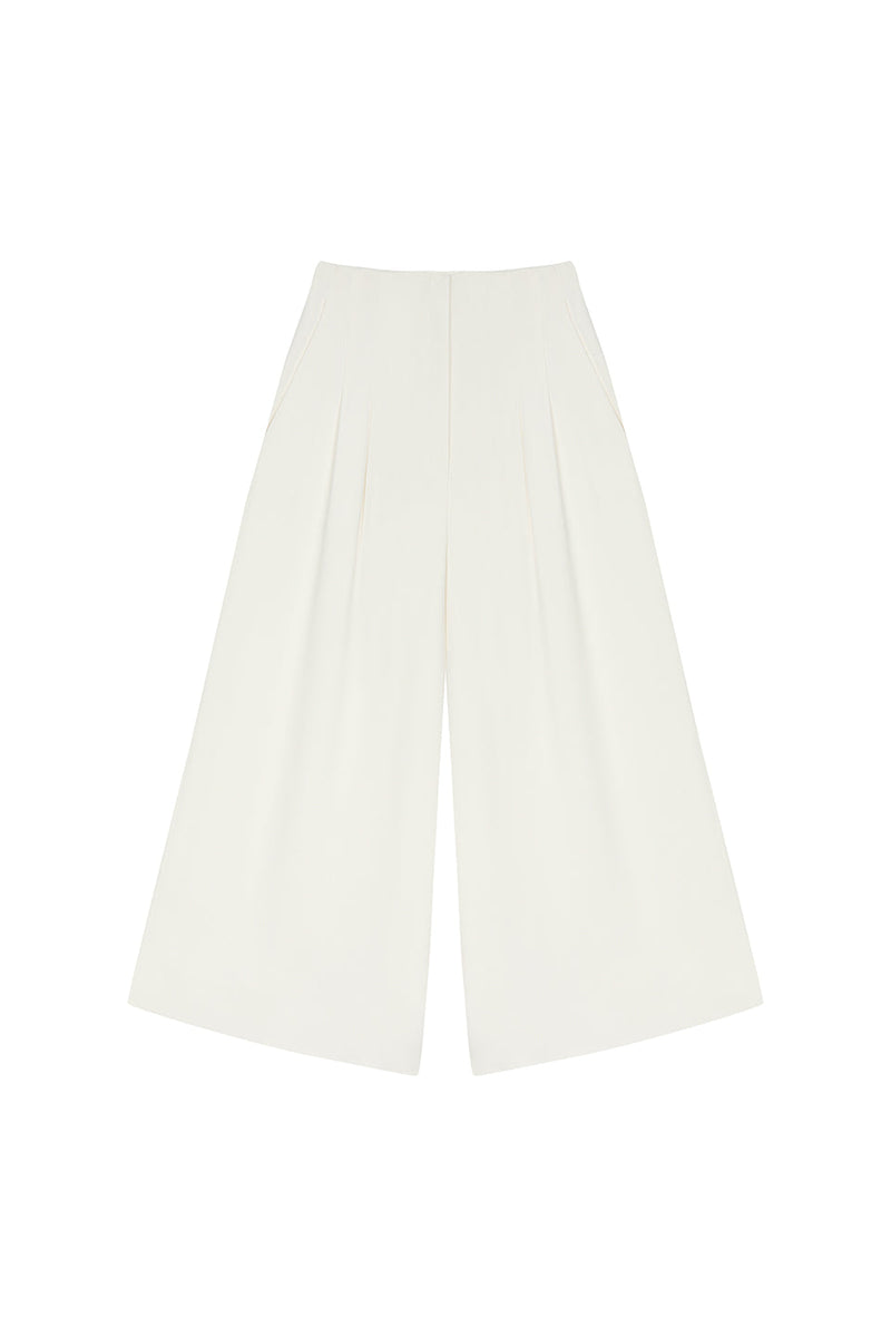 Machka Cullotte Crepe Trouser Off White