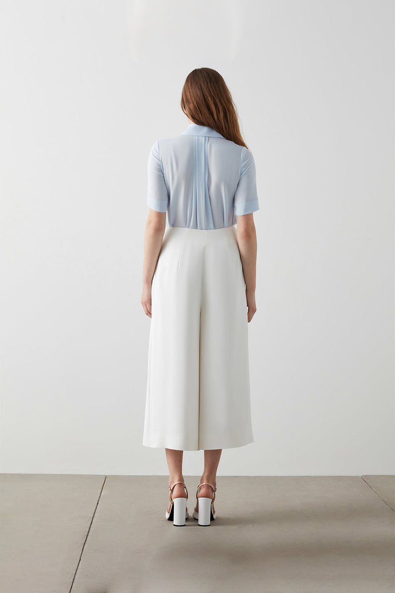 Machka Cullotte Crepe Trouser Off White