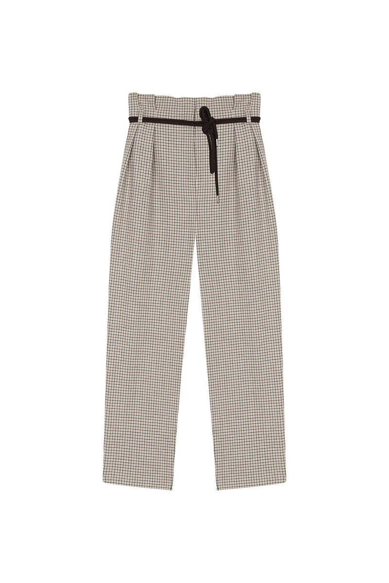 Machka Houndstooth Pattern Trouser Beige