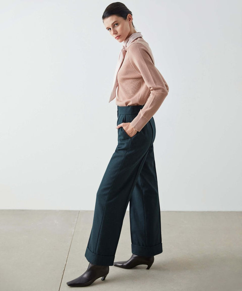 Machka Wool High Waist Trouser Petroleum