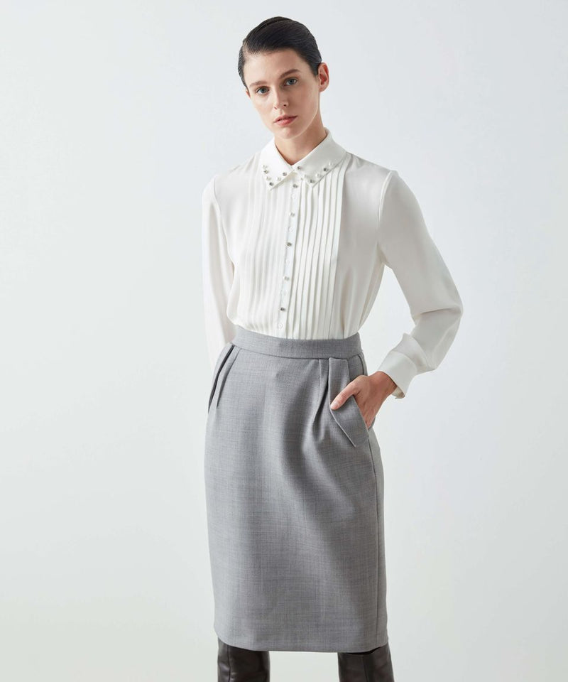 Machka High Waist Pencil Skirt Grey