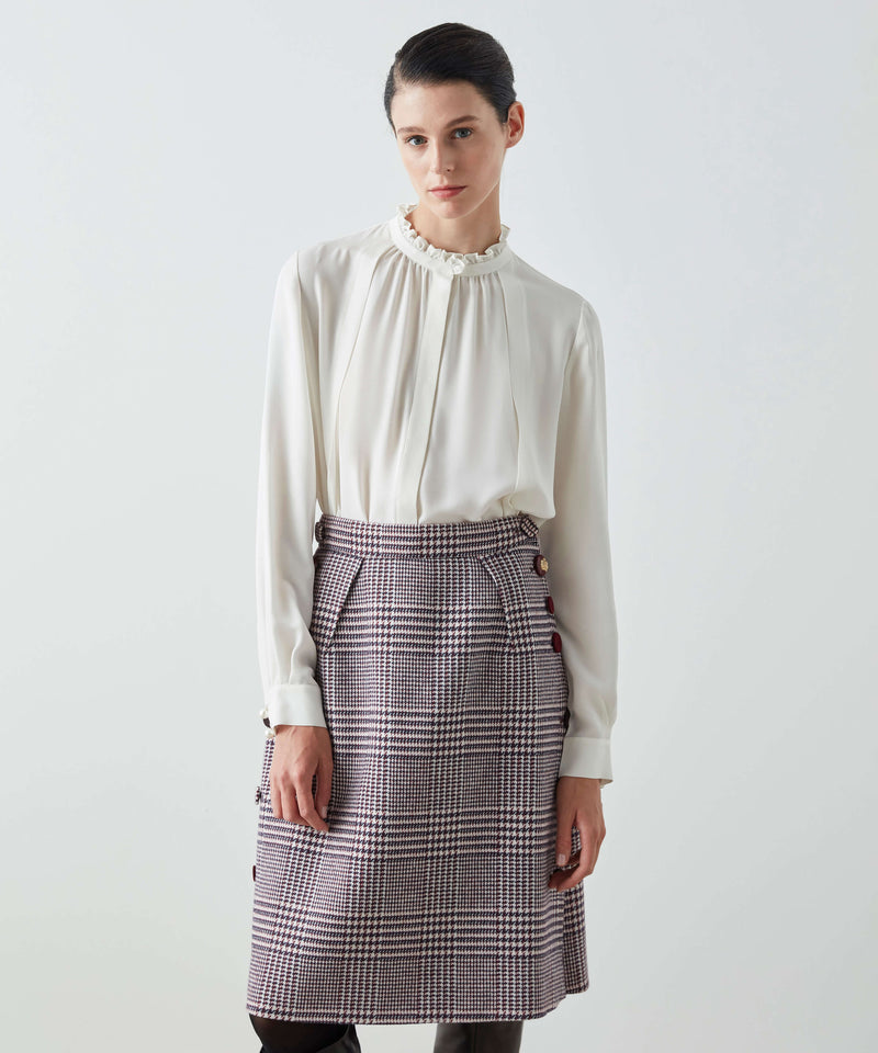 Machka Houndstooth Pattern Skirt Bordeaux