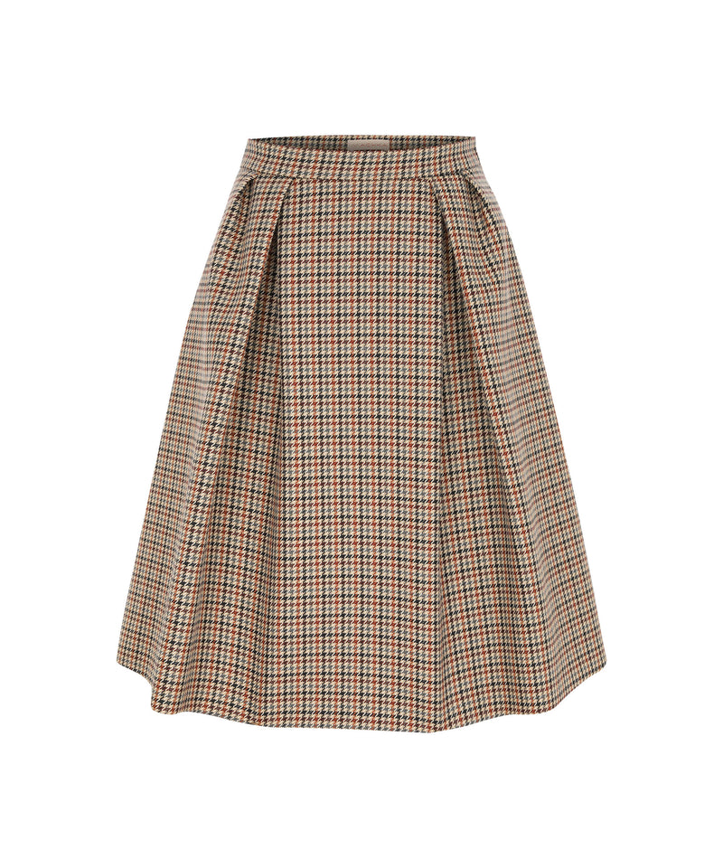 Machka Houndstooth Pattern Skirt Camel