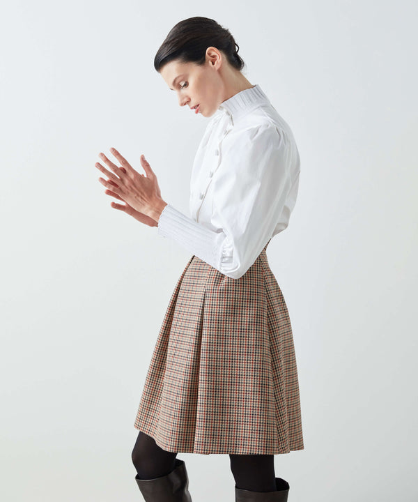 Machka Houndstooth Pattern Skirt Camel