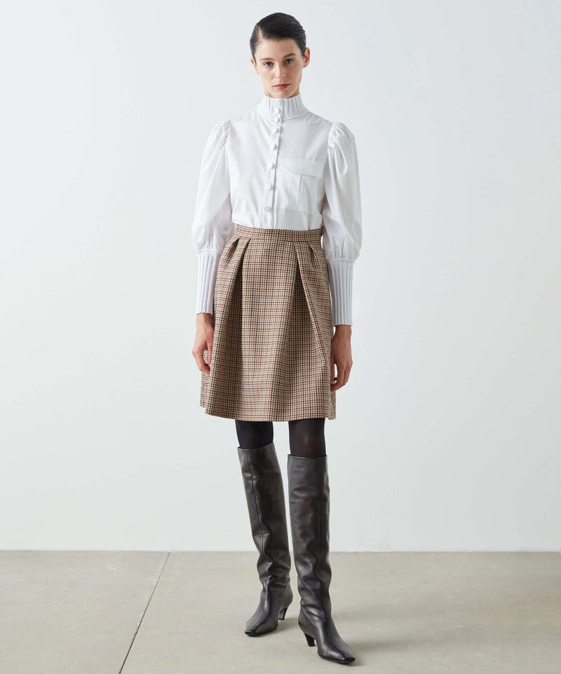 Machka Houndstooth Pattern Skirt Camel