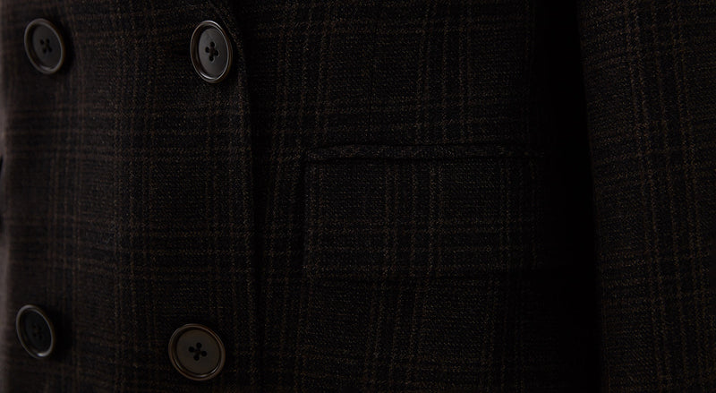 Machka Plaid Pattern Blazer Brown