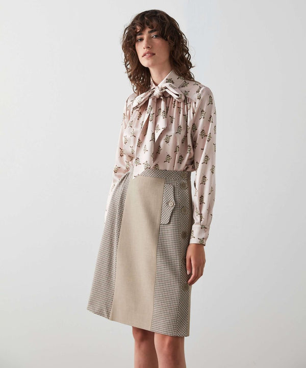 Machka Fabric Mix Skirt Beige