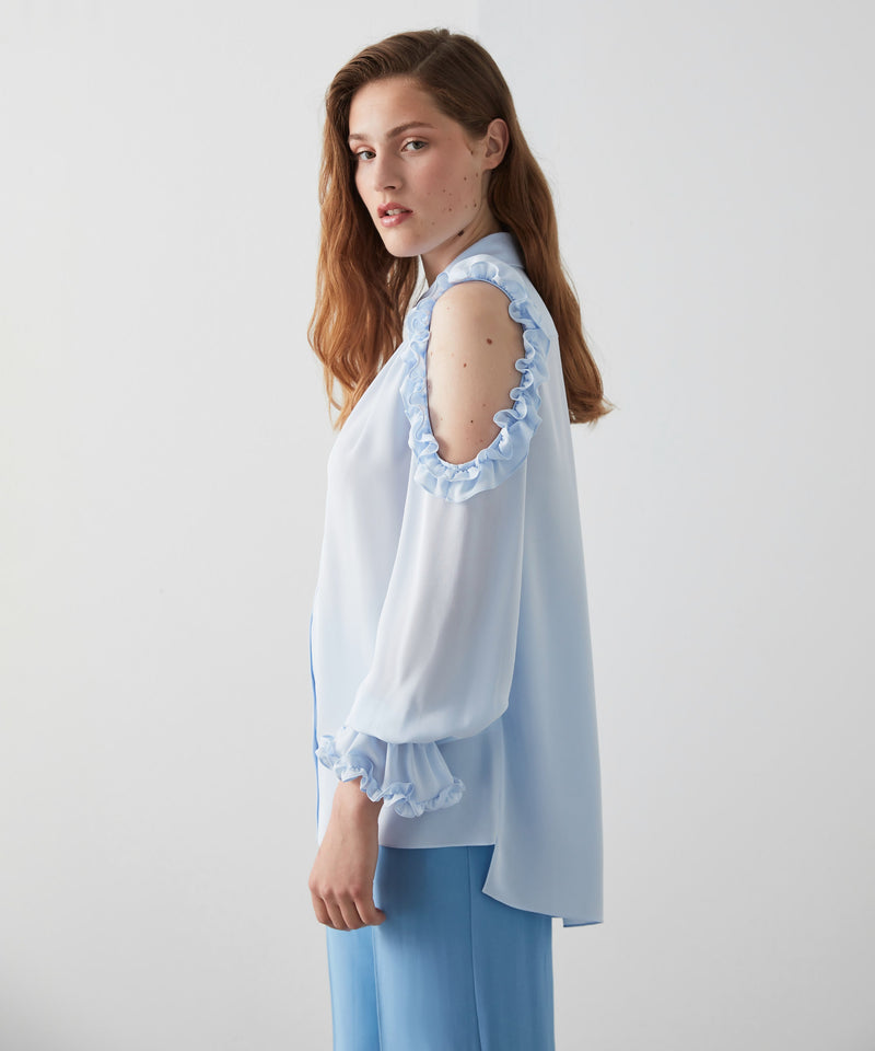 Machka Cold Shoulder Shirt Blue