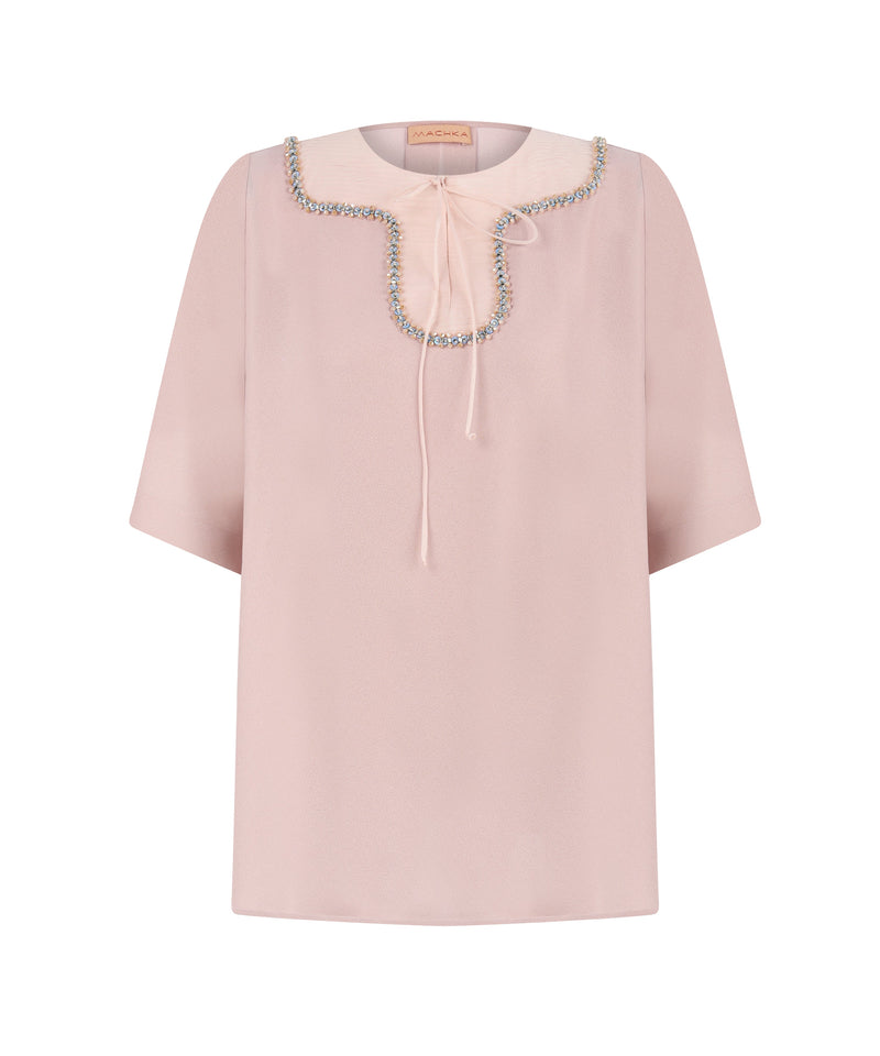 Machka Jewel Neckline Blouse Powder