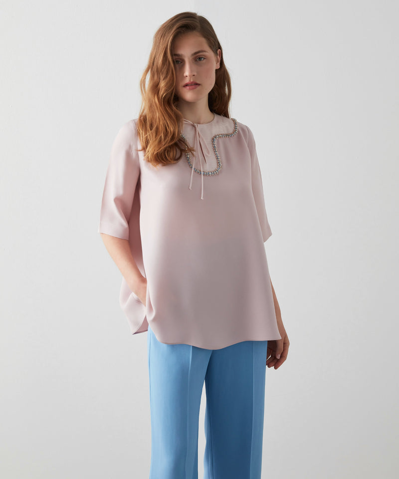 Machka Jewel Neckline Blouse Powder