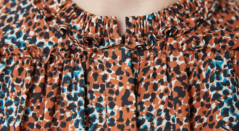 Machka Speckle Pattern Silk Blouse Petroleum