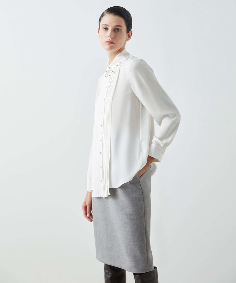 Machka Pearl-Crystal Detail Shirt Off White