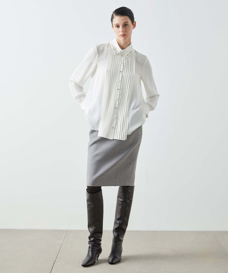 Machka Pearl-Crystal Detail Shirt Off White